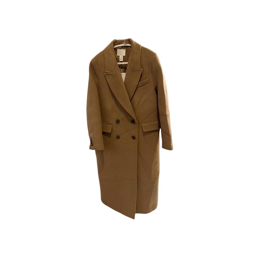 H&M Premium Selection Camel Wool Lined Long Maxi Overcoat Womens Coat S 6 NWT